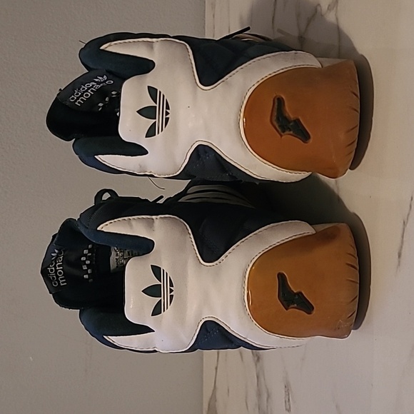 Vintage Adidas Goodyear Monaco Navy Quilted White Leather Racing Shoes Mens 8.5 - Picture 8 of 16